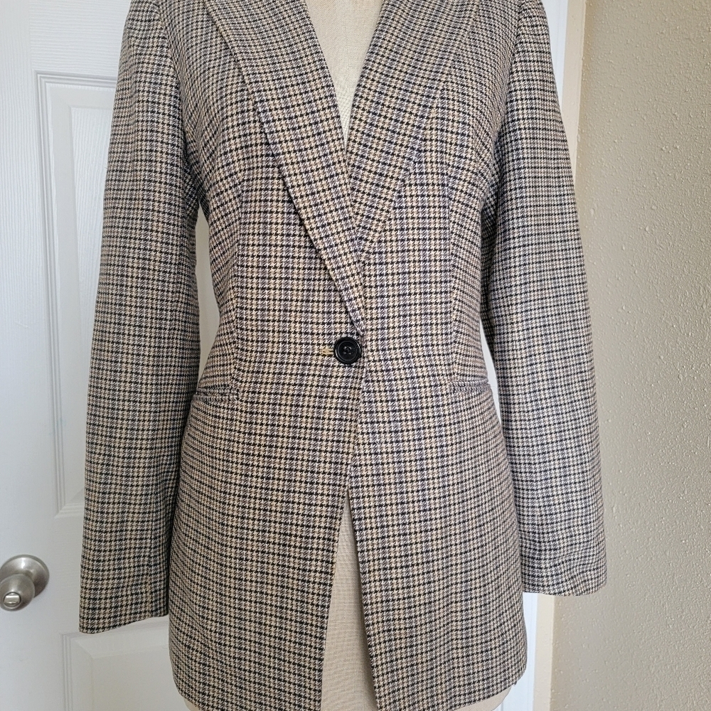 Talbots Plaid Print Brown Blazer Jacket Size 8 - Picture 11 of 15